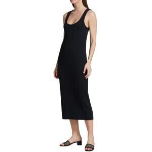 Vince Ribbed Knit Midi Tank Dress in Coastal Navy Blue Size XS Quiet Luxury